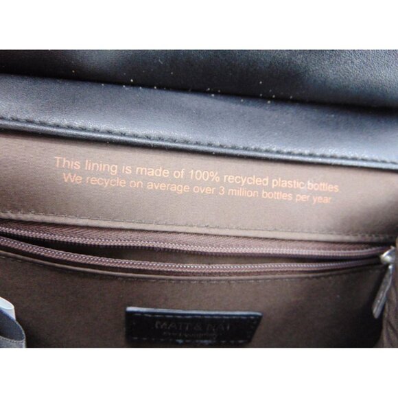 Matt Nat Black Vegan Small Purse Cross Body Bag Flap Snap Adjustable Strap Luna - Picture 6 of 8